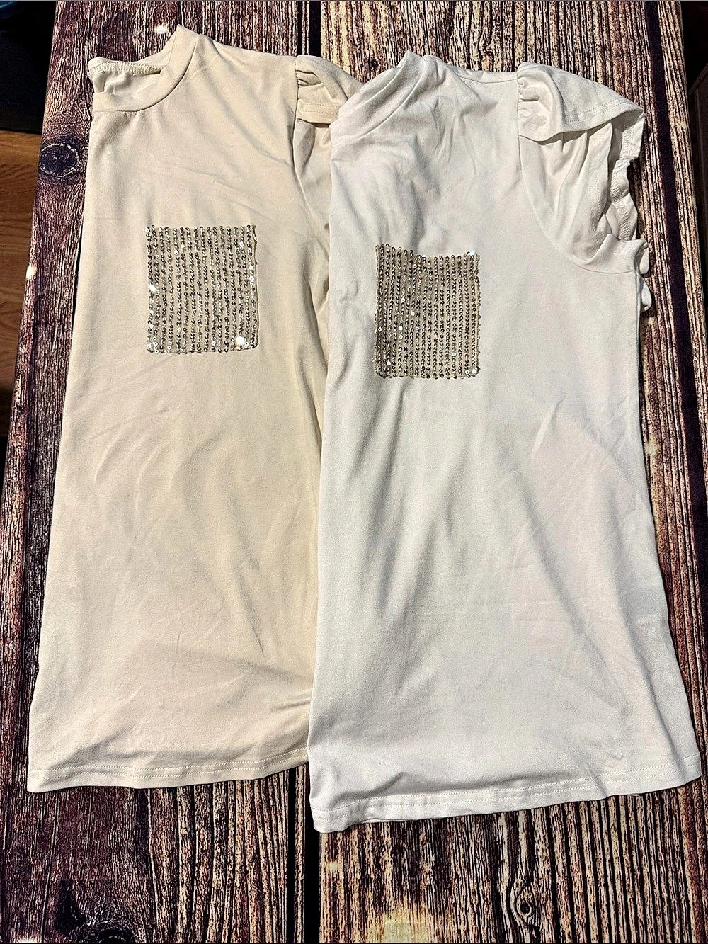SHEIN Sequin Pocket Short Sleeve Tops Small